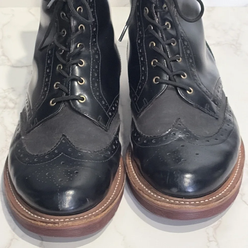Dr. Martens Bentley Brogue Wingtip Ankle Boots Mens‎ 8 Black Leather Lace Up